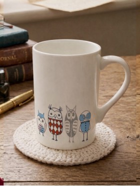 Porcelain Owls Mug Color Box Packing With Gift Box